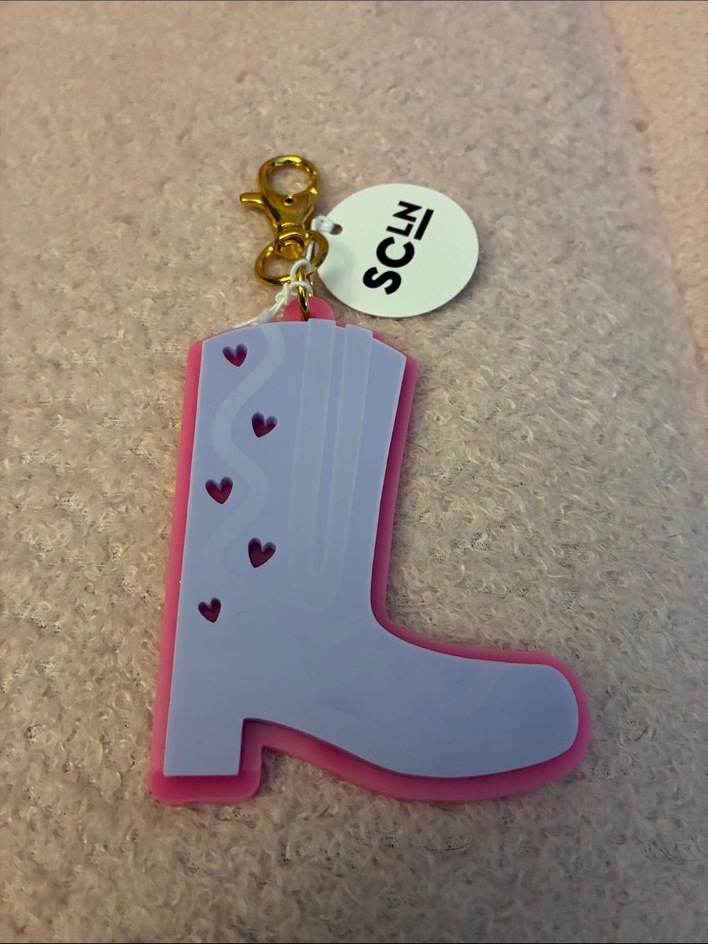 Stoney Clover Lane Pink & Lavender Boot Keychain Charm with Gold Clasp